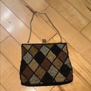 Vintage Elegant Gold and Black Beaded Women's Bag